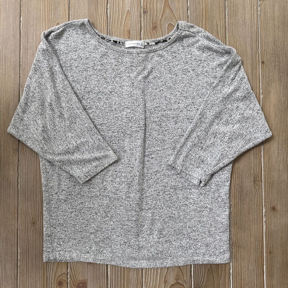 Retrology Womens Small Petite Heathered 3/4 Sleeve Pullover Casual Soft Buttons